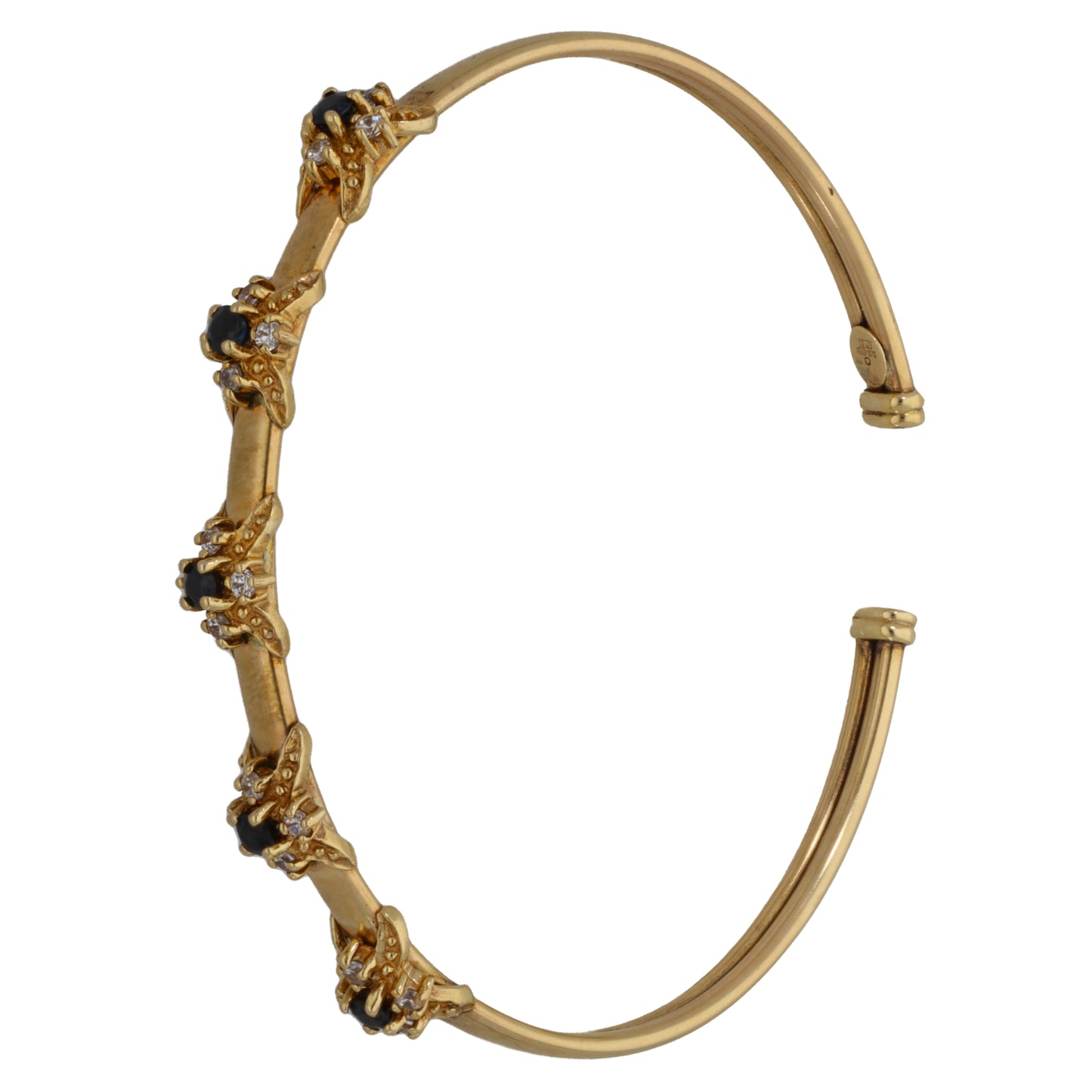 9ct Gold Sapphire & Cubic Zirconia Torque Bangle