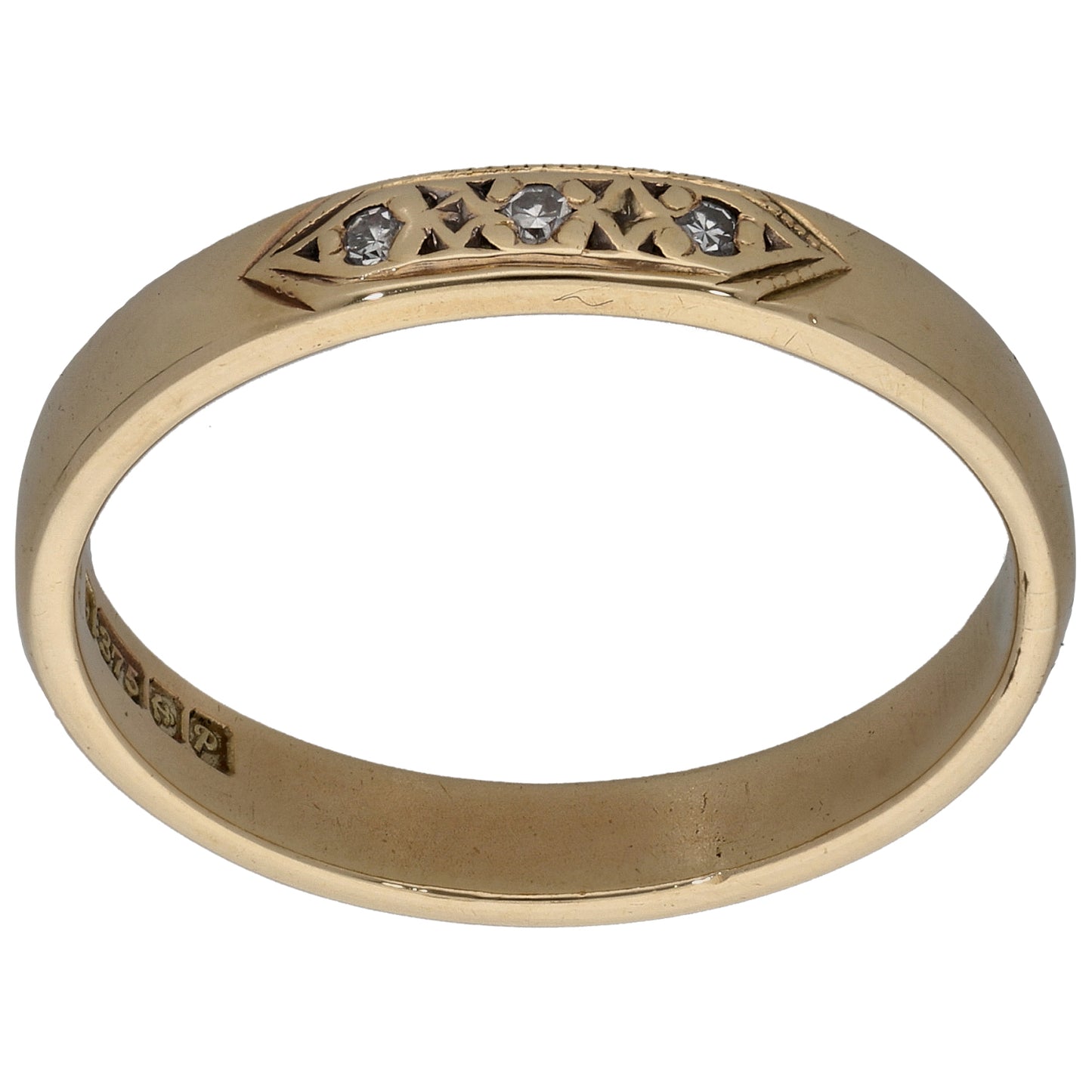 9ct Gold 0.03ct Diamond Half Eternity Ring Size T