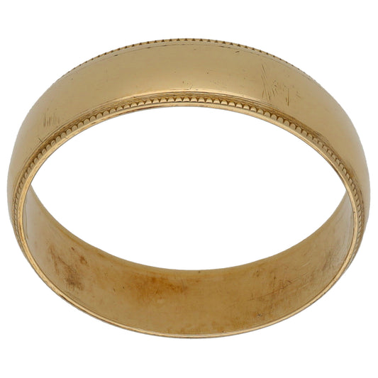 9ct Gold Patterned Wedding Ring Size S