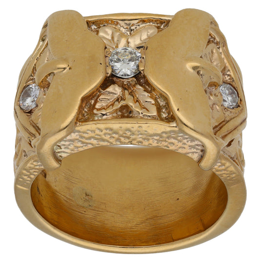 9ct Gold 0.55ct Diamond Buckle Ring Size Z