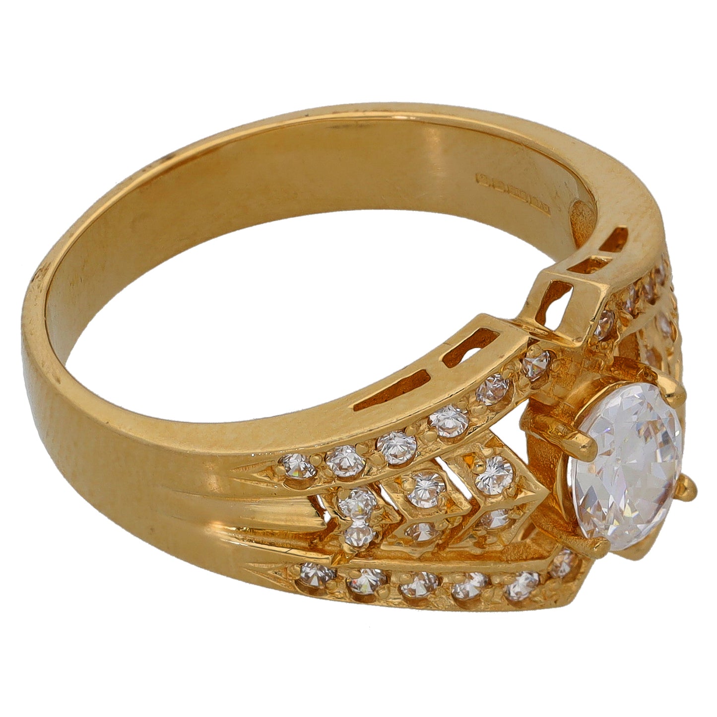 14ct Gold Cubic Zirconia Dress/Cocktail Ring Size R