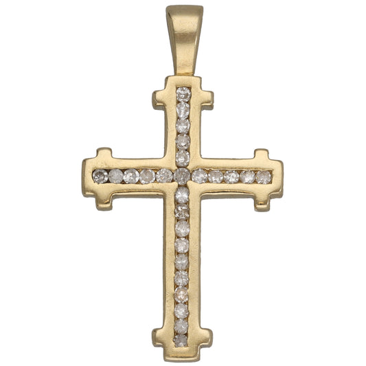 9ct Gold 0.26ct Diamond Cross Pendant