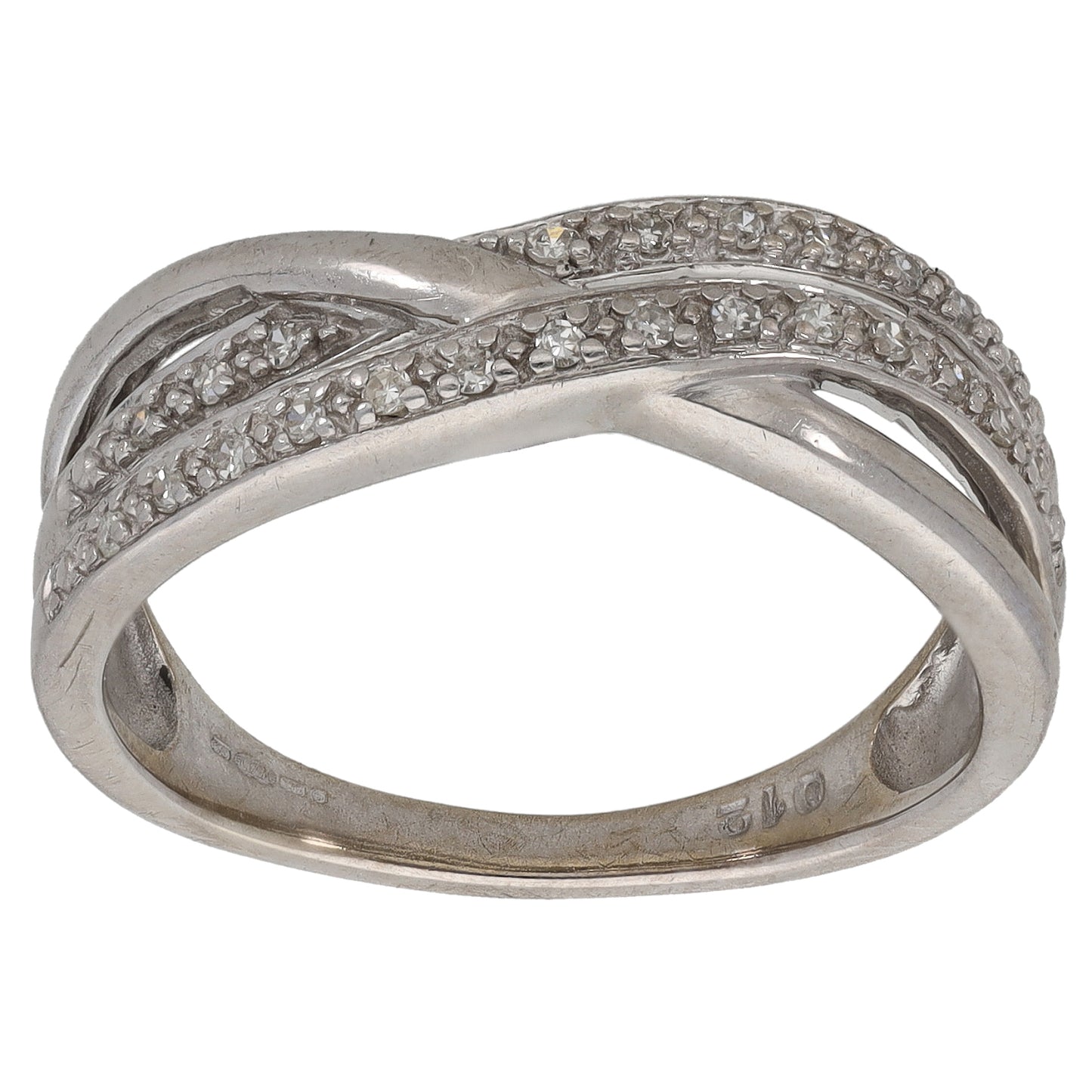 9ct White Gold 0.12ct Diamond Dress/Cocktail Ring Size N