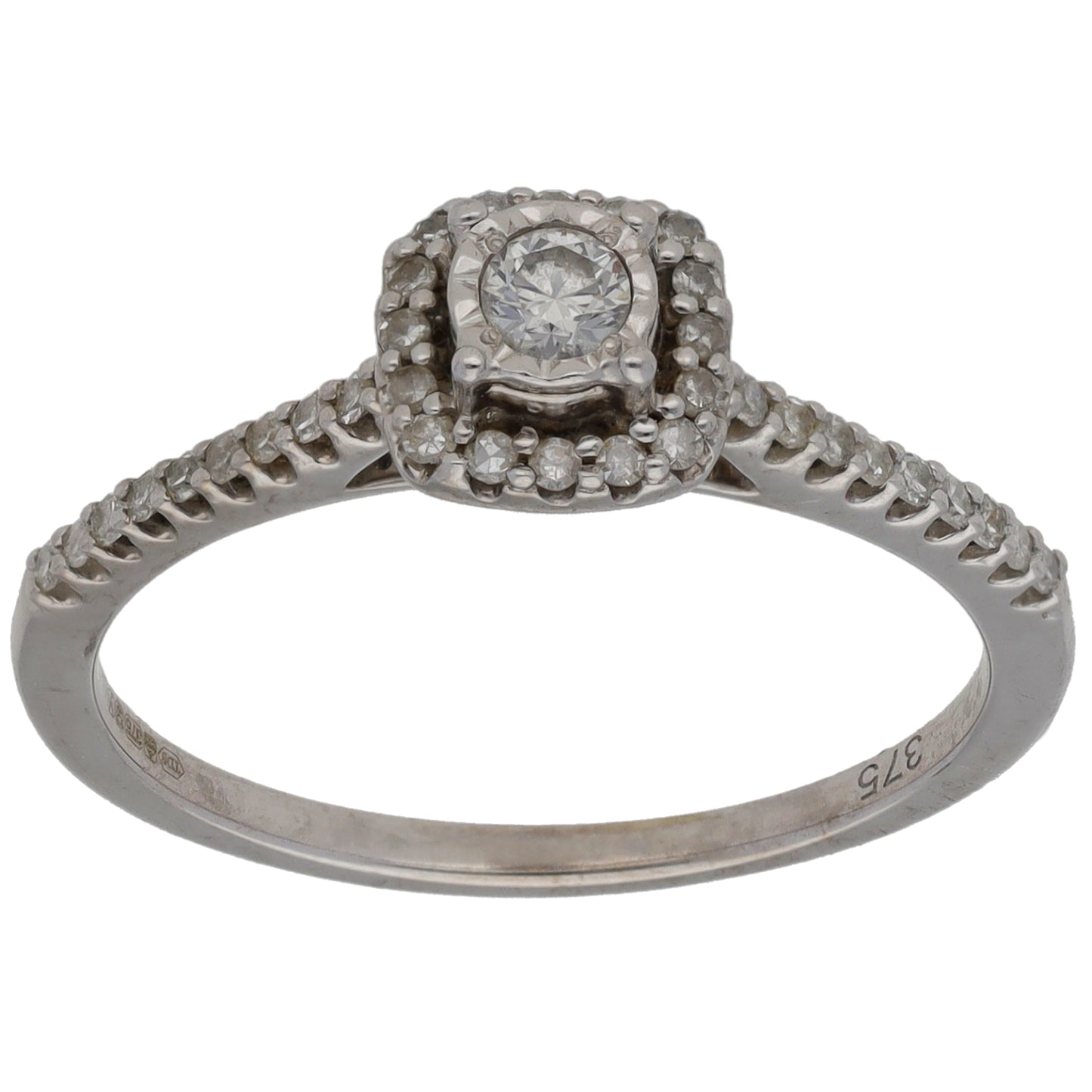 9ct White Gold 0.27ct Diamond Cluster Ring Size N