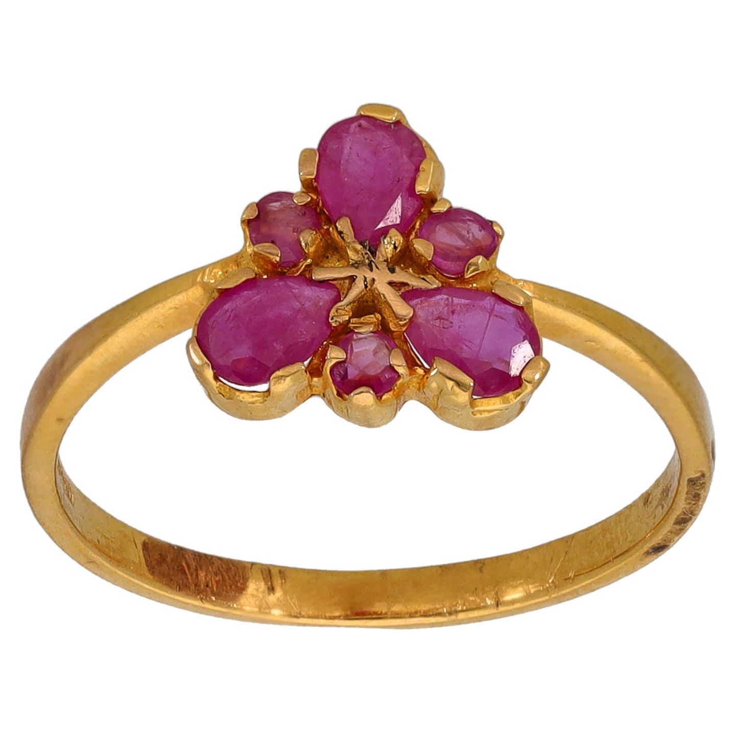 22ct Gold Glass Filled Ruby Dress/Cocktail Ring Size L