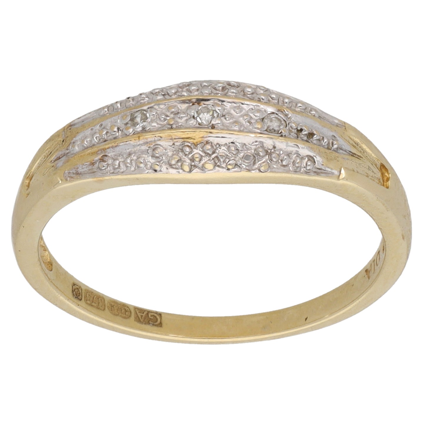 9ct Gold 0.015ct Diamond Half Eternity Ring Size M