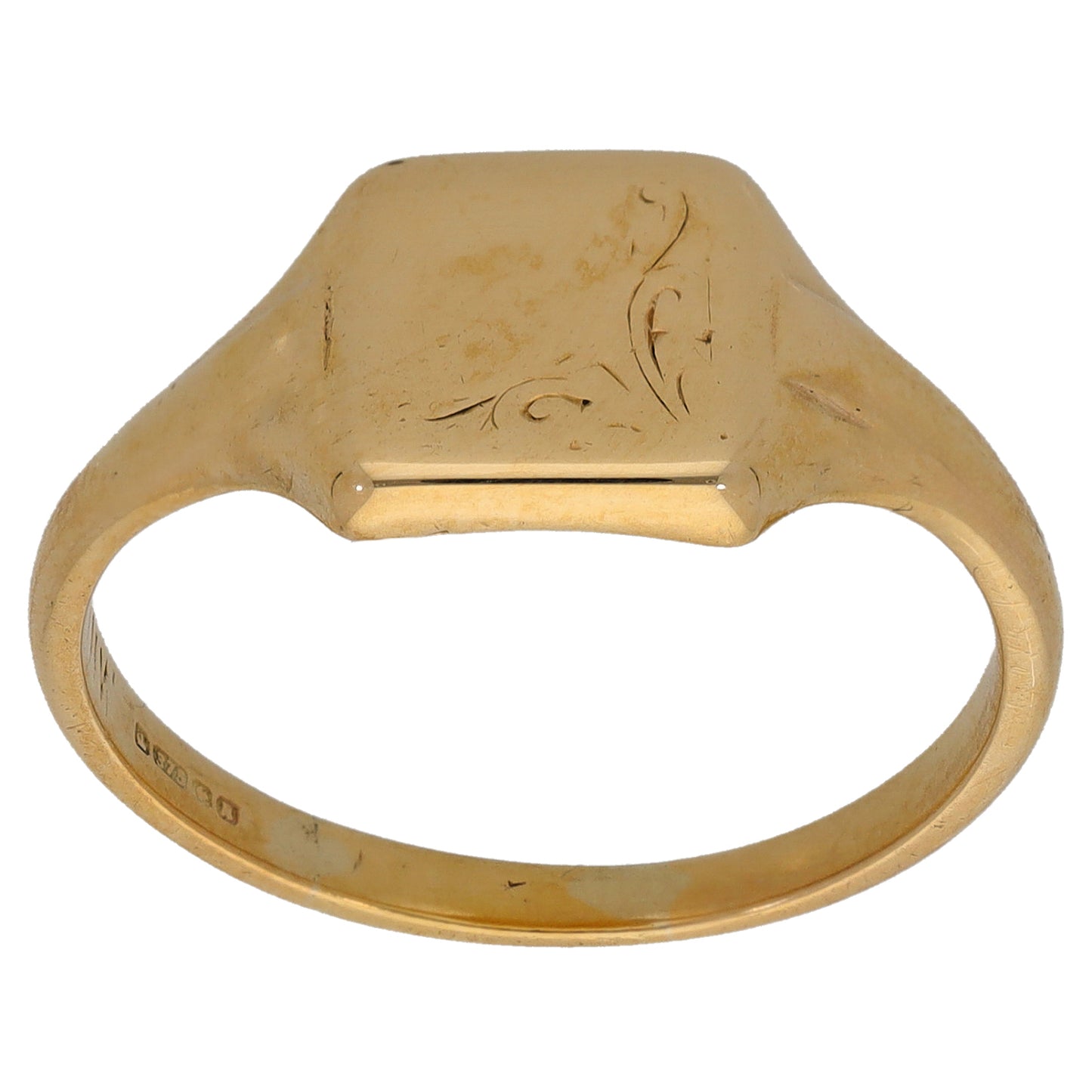 9ct Gold Patterned Signet Ring Size S