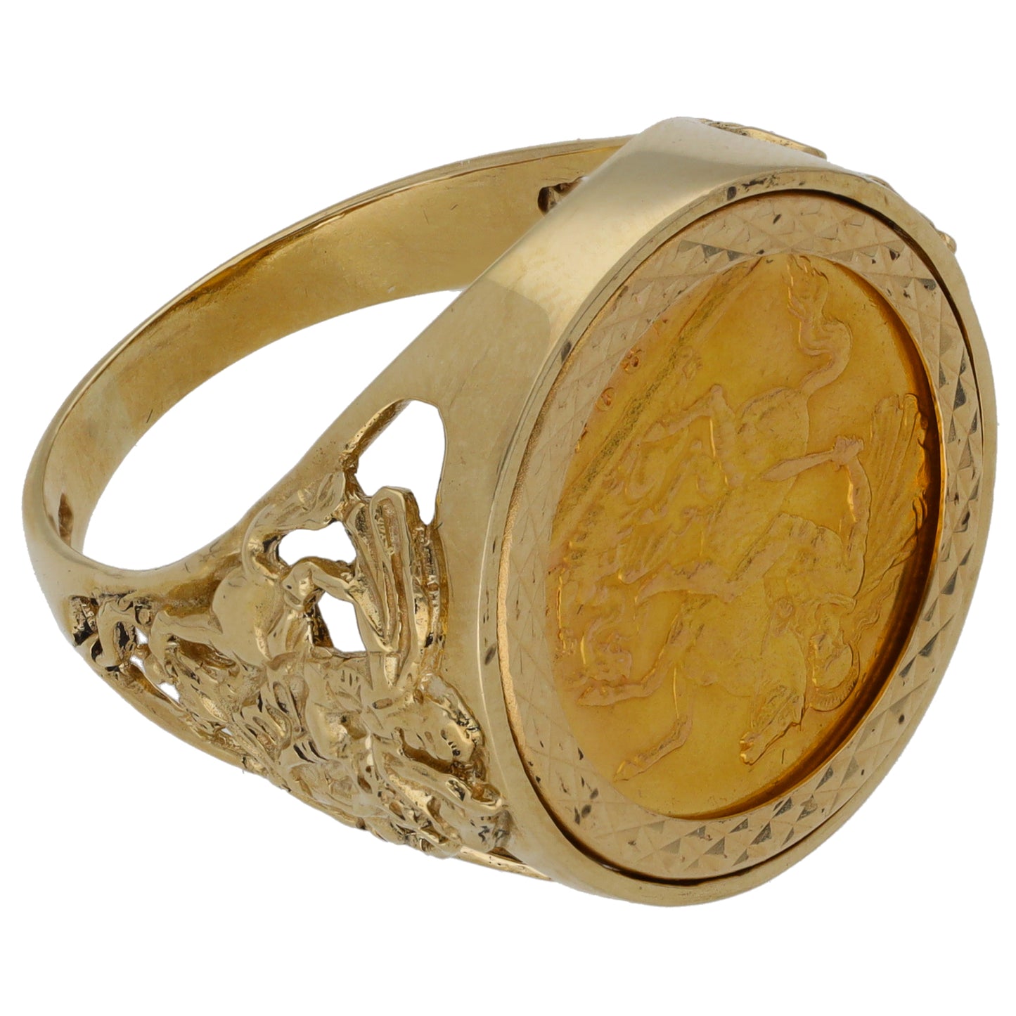 9ct Gold Half Sovereign Coin Ring Size V
