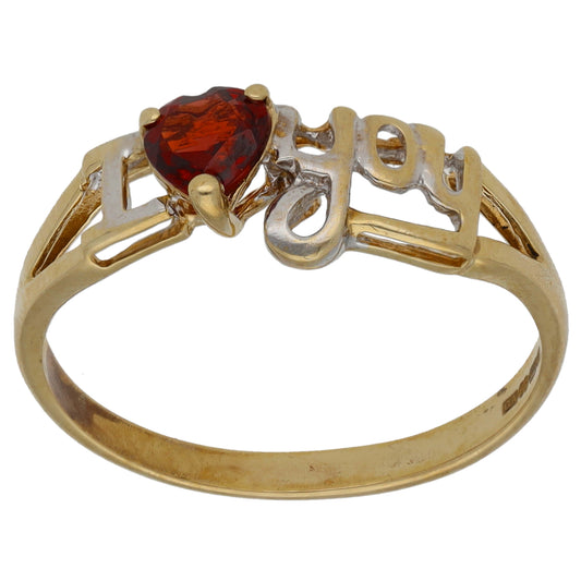 9ct Gold Garnet Alternative Ring Size T