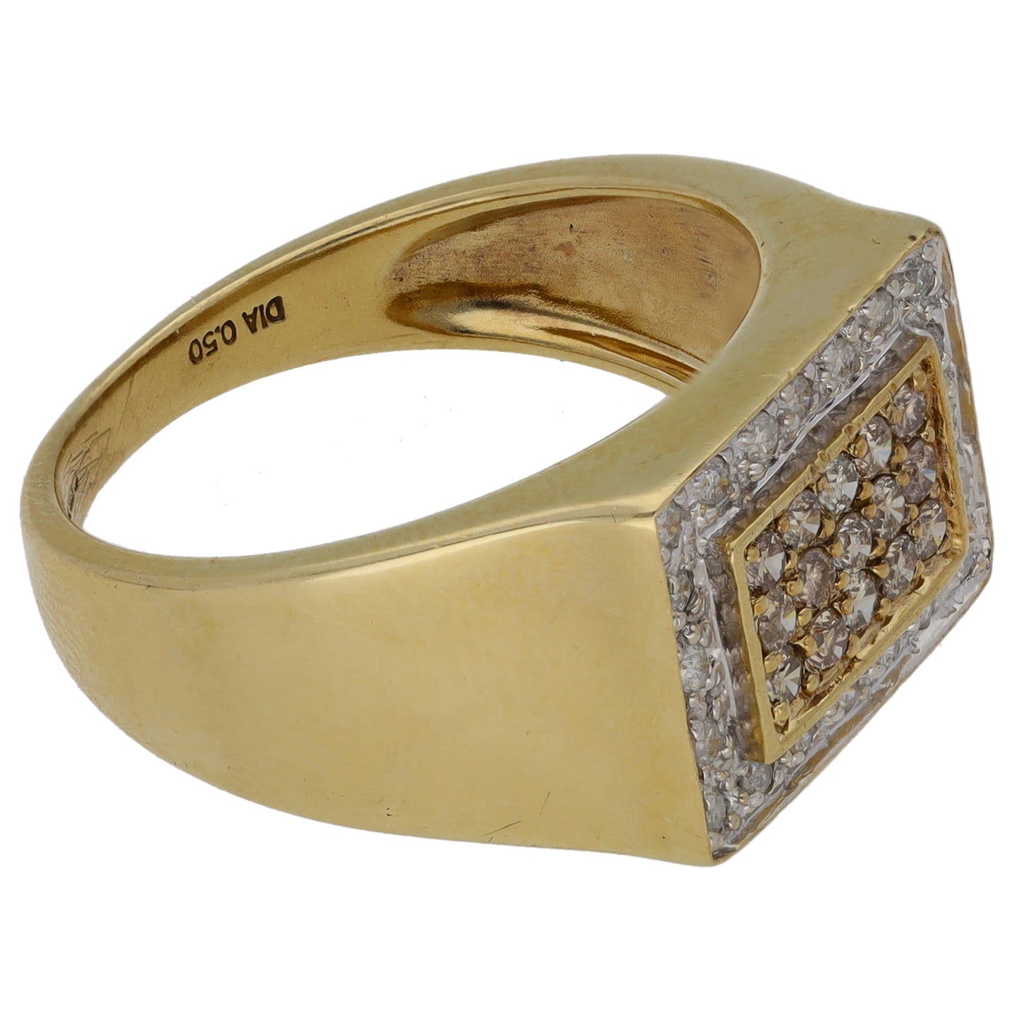 9ct Gold 0.50ct Diamond Plain Signet Ring Size R