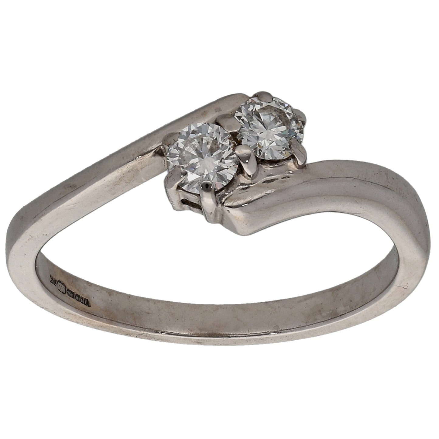 18ct White Gold 0.15ct Diamond Two Stone Ring Size M