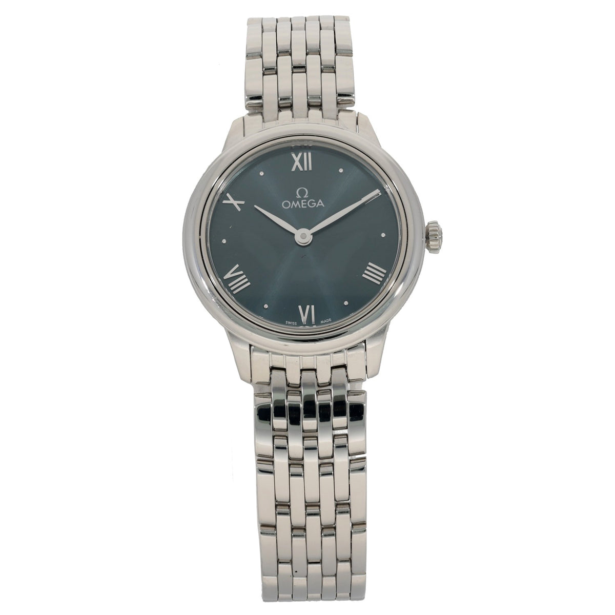 Omega De Ville Prestige 434.10.28.60.10.001 27.5mm , blue dial with stainless steel case and bracelet watch