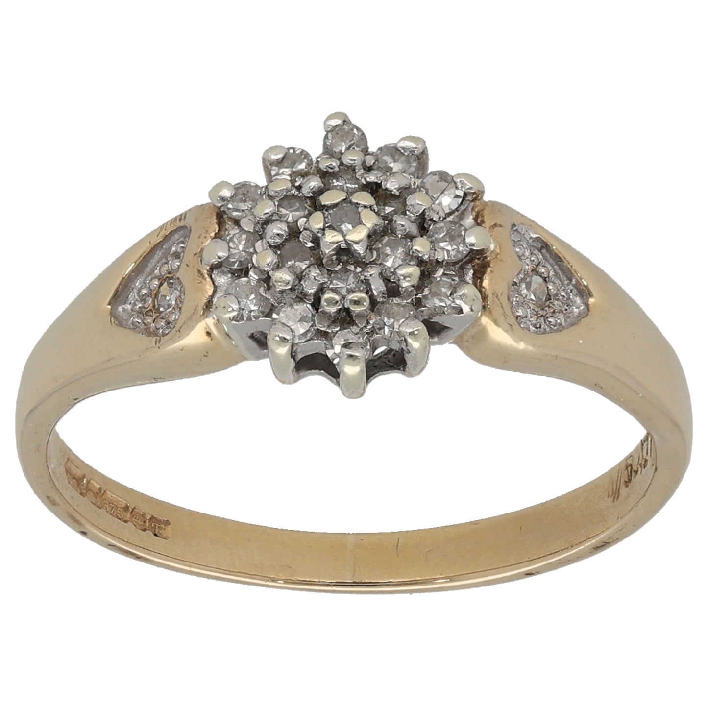9ct Gold 0.21ct Diamond Cluster Ring Size P