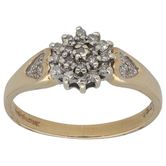 9ct Gold 0.21ct Diamond Cluster Ring Size P