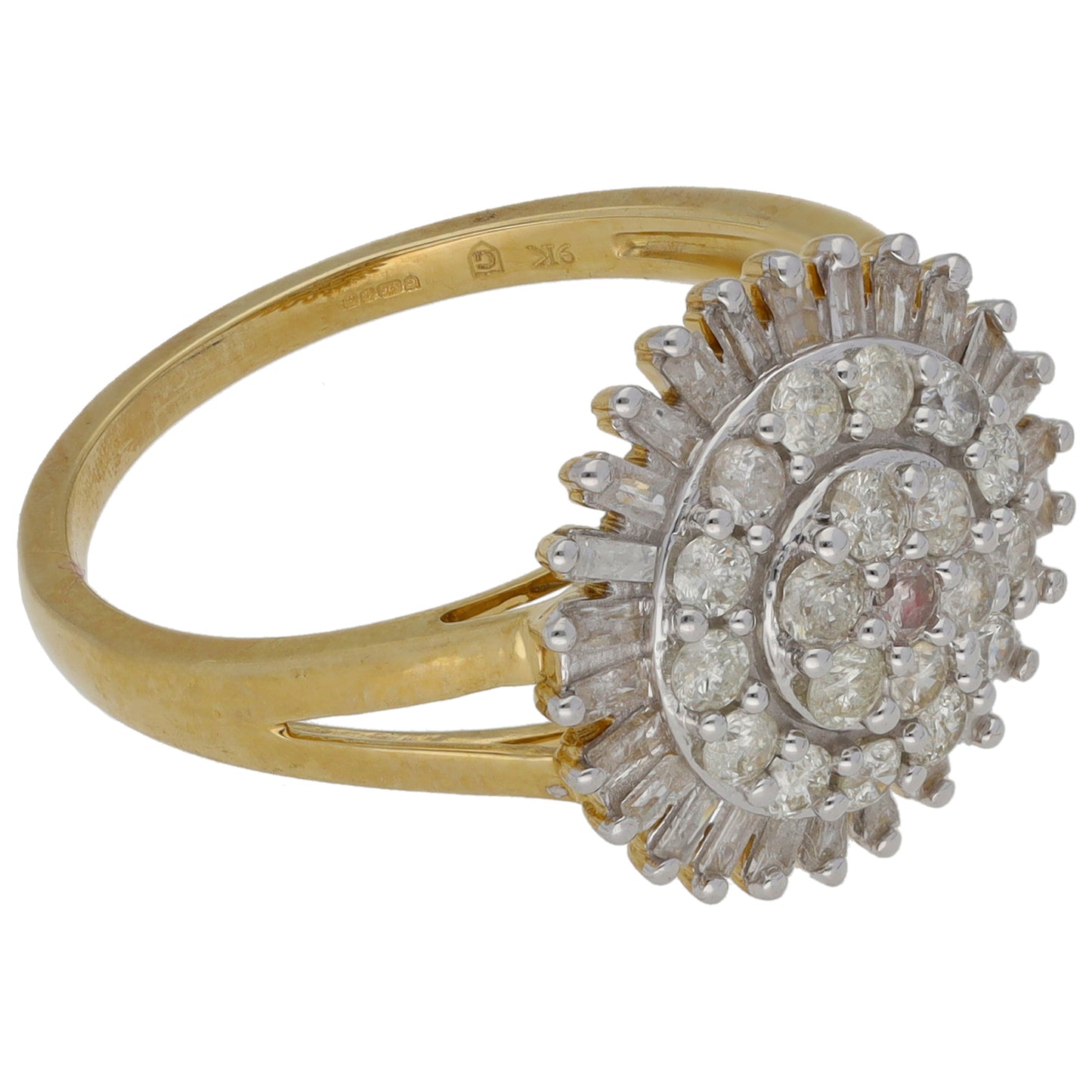 9ct Gold 1.12ct Diamond Cluster Ring Size R