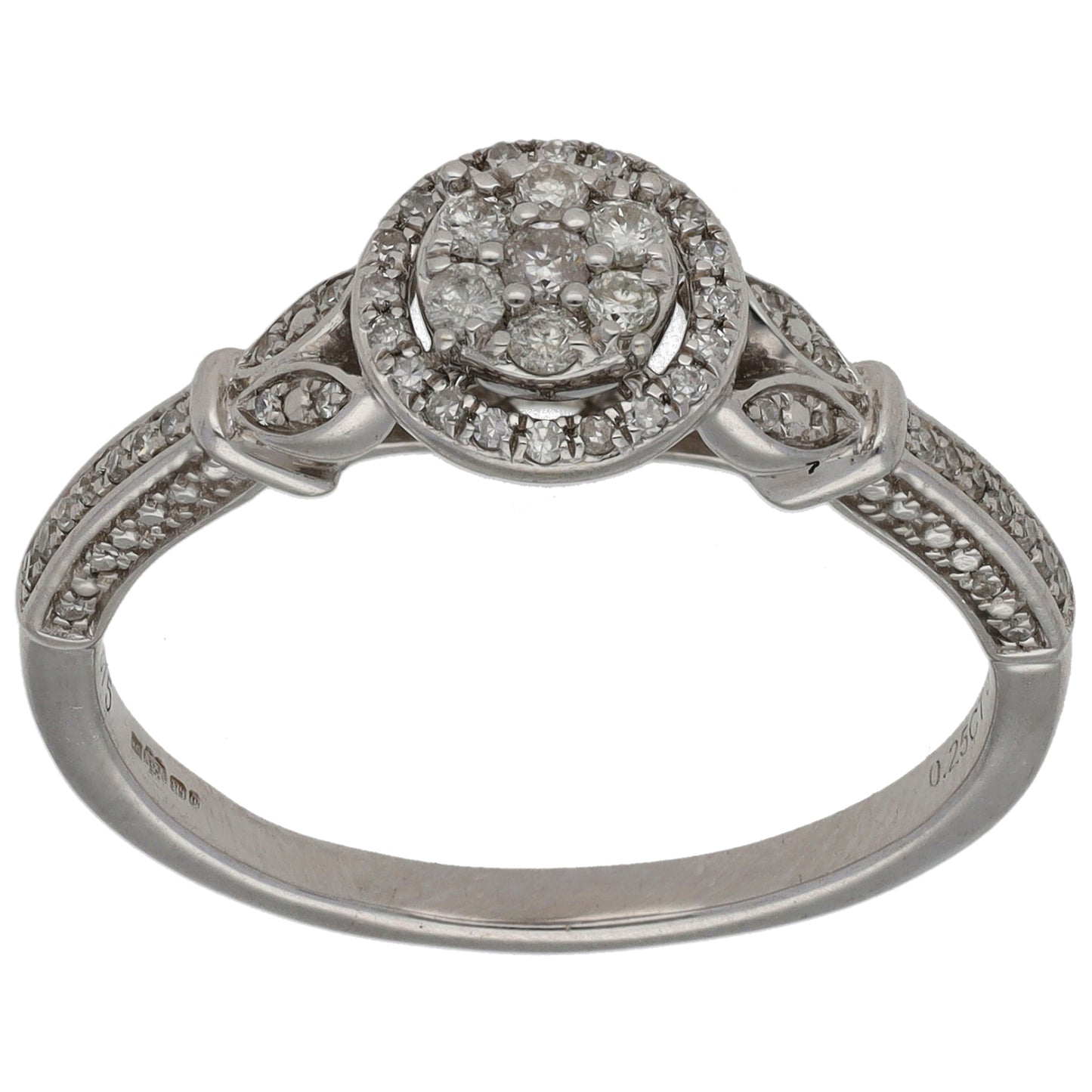 9ct White Gold 0.25ct Diamond Dress/Cocktail Ring Size O