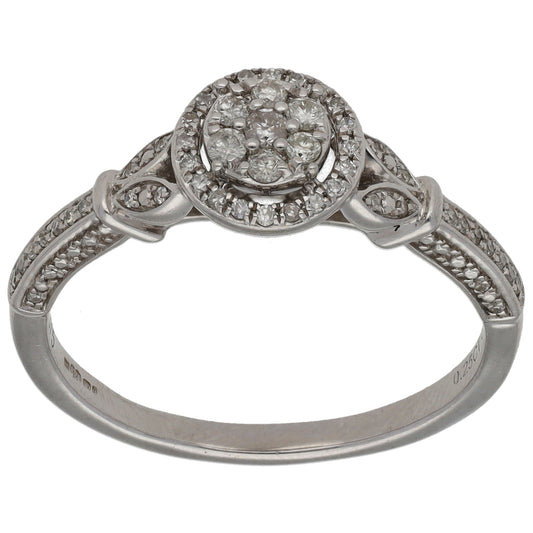 9ct White Gold 0.25ct Diamond Dress/Cocktail Ring Size O