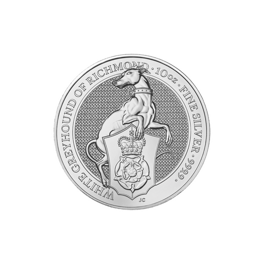 Fine Silver Queen Elizabeth II 10oz The Queens Beasts 'White Greyhound of Richmond' Coin