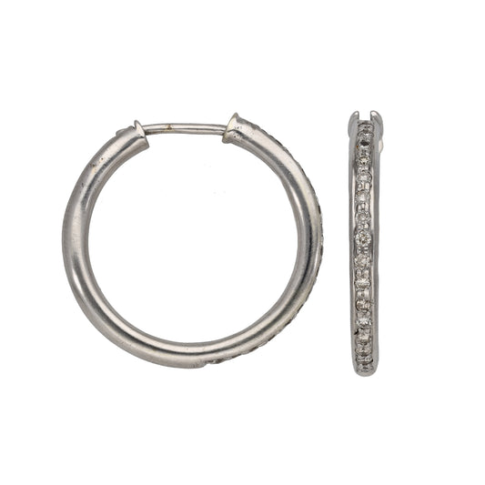 9ct White Gold 0.36ct Diamond Hoop Earrings
