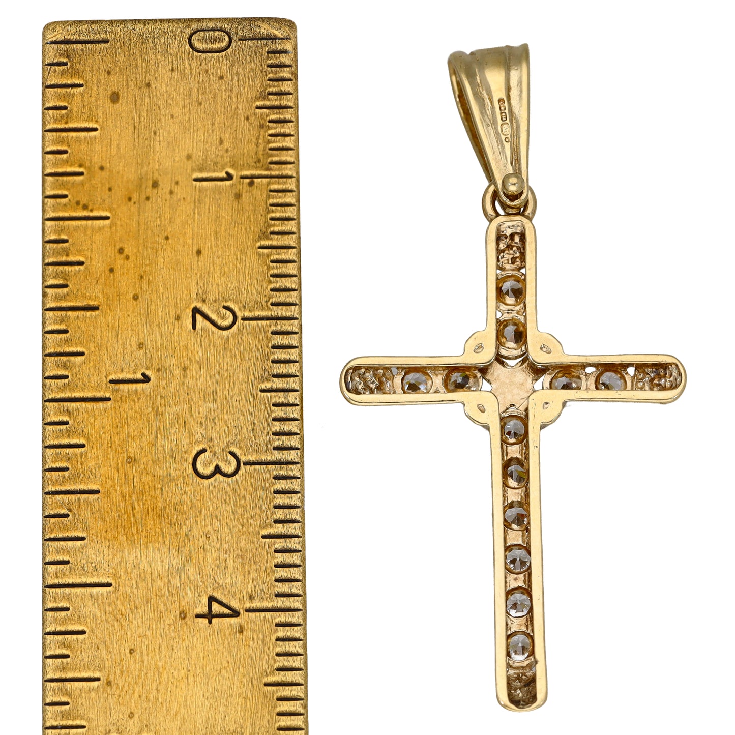 9ct Gold Cubic Zirconia Cross Pendant