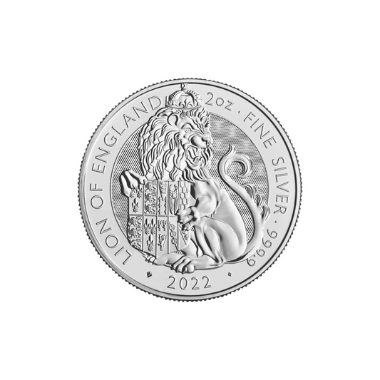 Fine Silver King Charles III 2oz The Royal Tudor Beasts - Lion of England Coin 2022