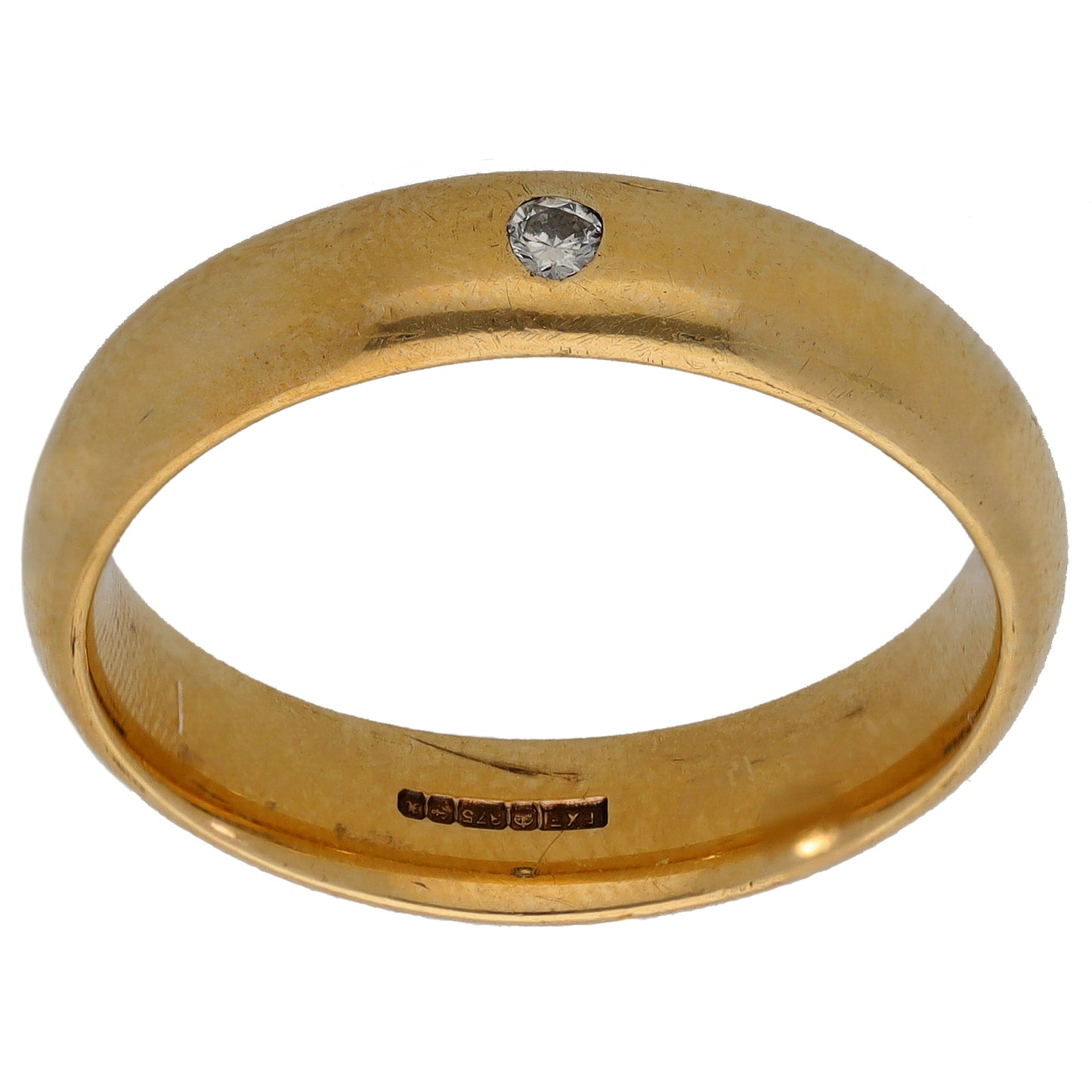 9ct Gold 0.03ct Diamond Single Stone Wedding Ring Size S
