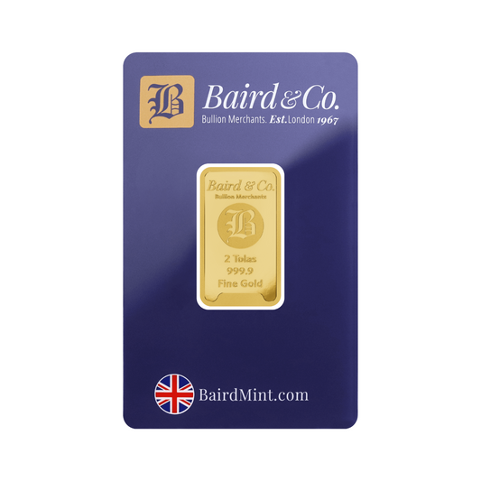 New Baird & Co 24ct 2 Tolas Gold Minted Bar