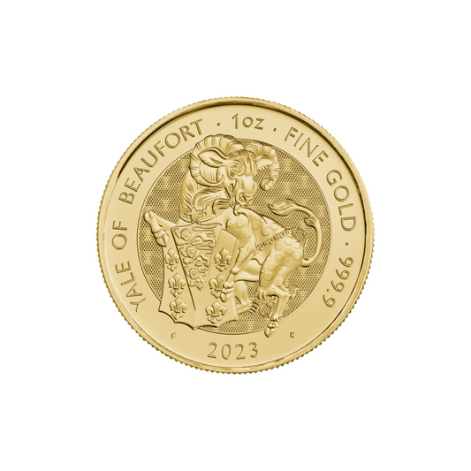 24ct Gold Queen Elizabeth II 1oz The Royal Tudor Beasts - Yale of Beaufort Coin 2023