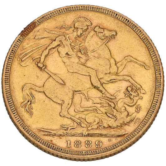 22ct Gold Queen Victoria Full Sovereign Coin 1889