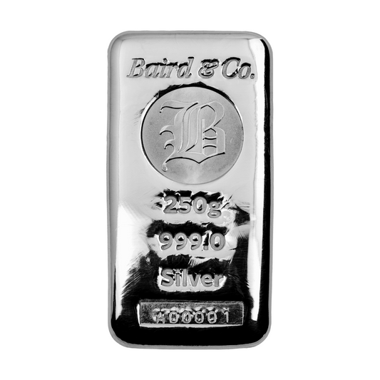 New Baird & Co Fine Silver 250g Cast Bar