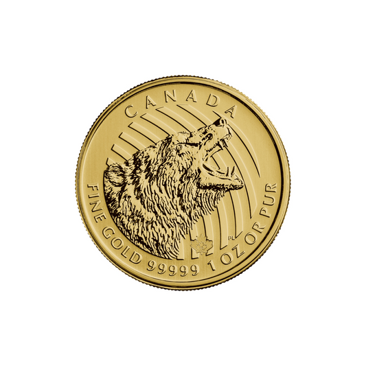 24ct Gold Queen Elizabeth II 1oz Canadian Roaring Grizzly Coin 2015