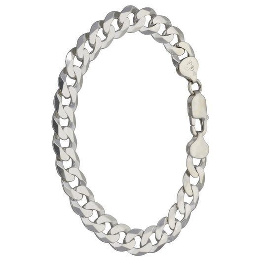 New Sterling Silver Flat Curb Bracelet