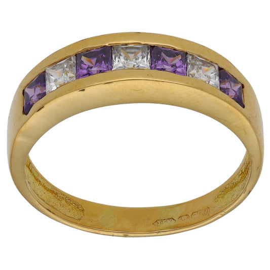 18ct Gold Cubic Zirconia Half Eternity Ring Size P