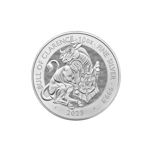 Fine Silver King Charles III 10oz The Royal Tudor Beasts - Bull of Clarence Coin 2023