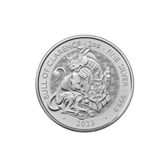 Fine Silver King Charles III 2oz The Royal Tudor Beasts - Bull of Clarence Coin 2023