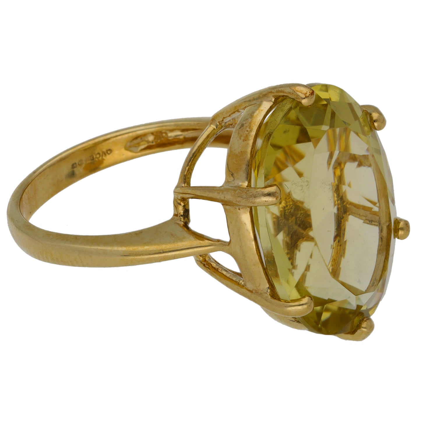 9ct Gold Green Quartz Single Stone Ring Size S