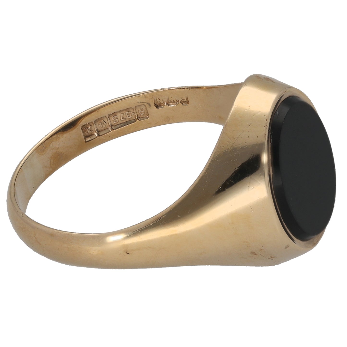 9ct Gold Onyx Single Stone Signet Ring Size V