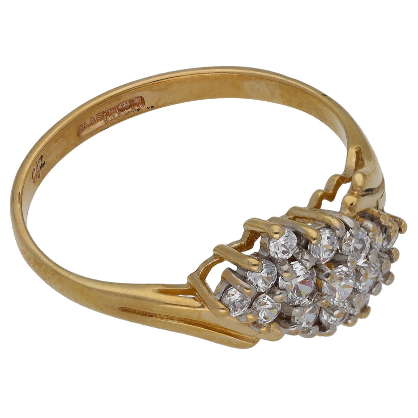 9ct Gold Cubic Zirconia Dress/Cocktail Ring Size Q