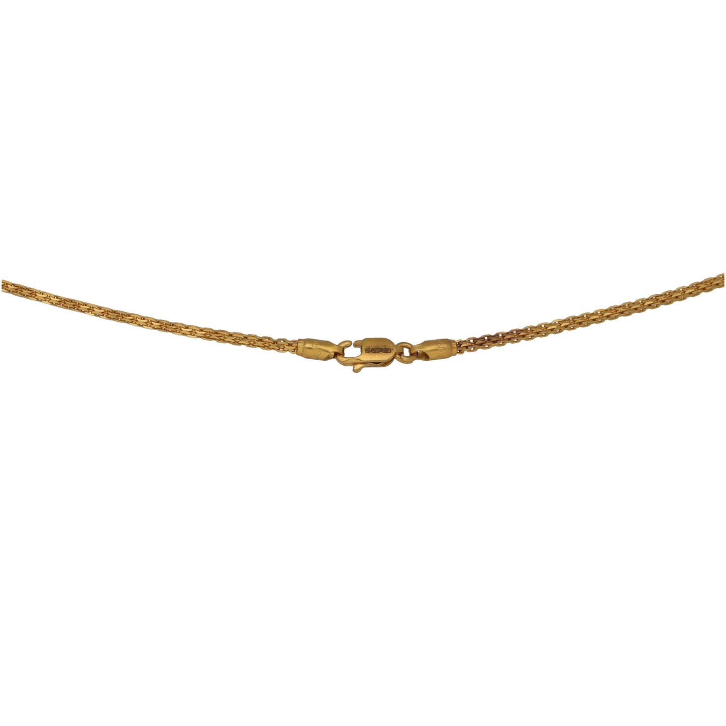 Gold chain necklace clasp with small connector links at center