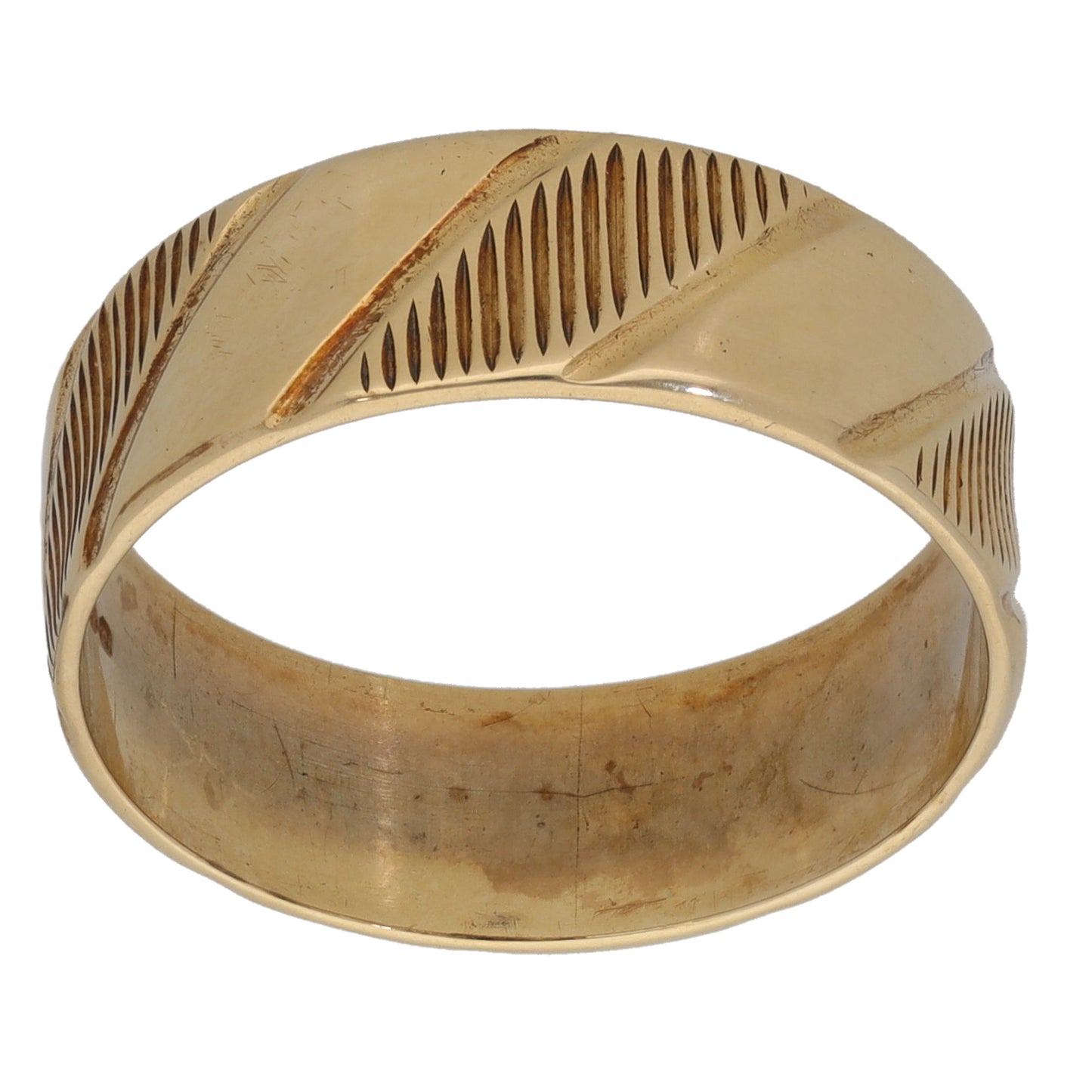 9ct Gold Patterned Wedding Ring Size R