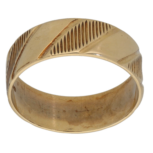 9ct Gold Patterned Wedding Ring Size R