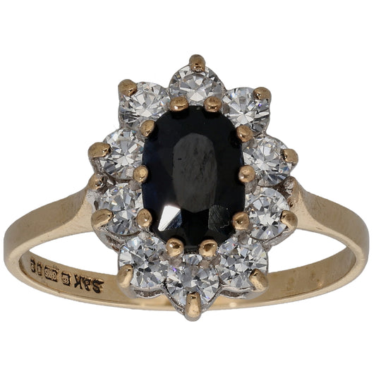 9ct Gold Sapphire & Cubic Zirconia Dress/Cocktail Ring Size M
