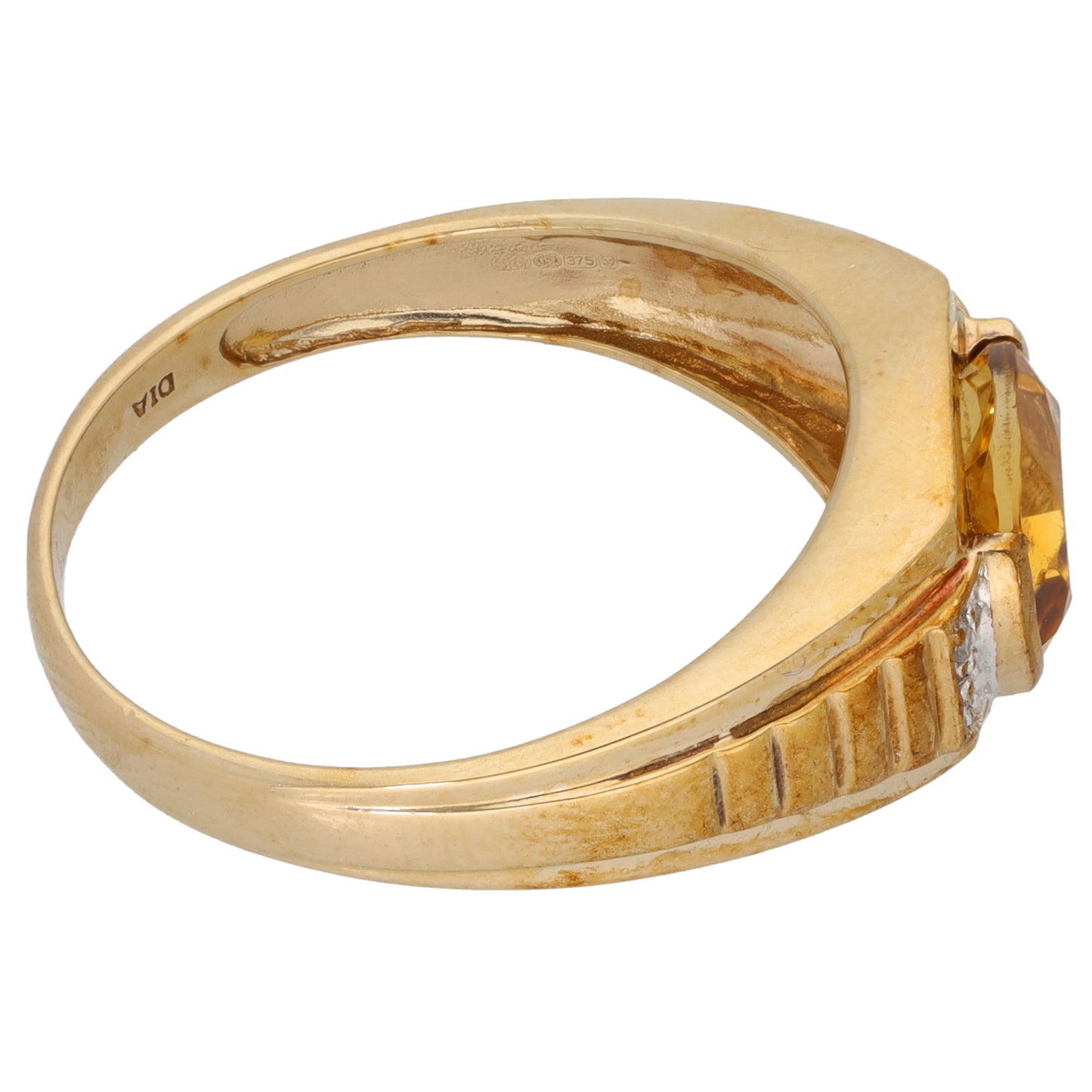 9ct Gold Citrine & 0.04ct Diamond Alternative Ring Size X