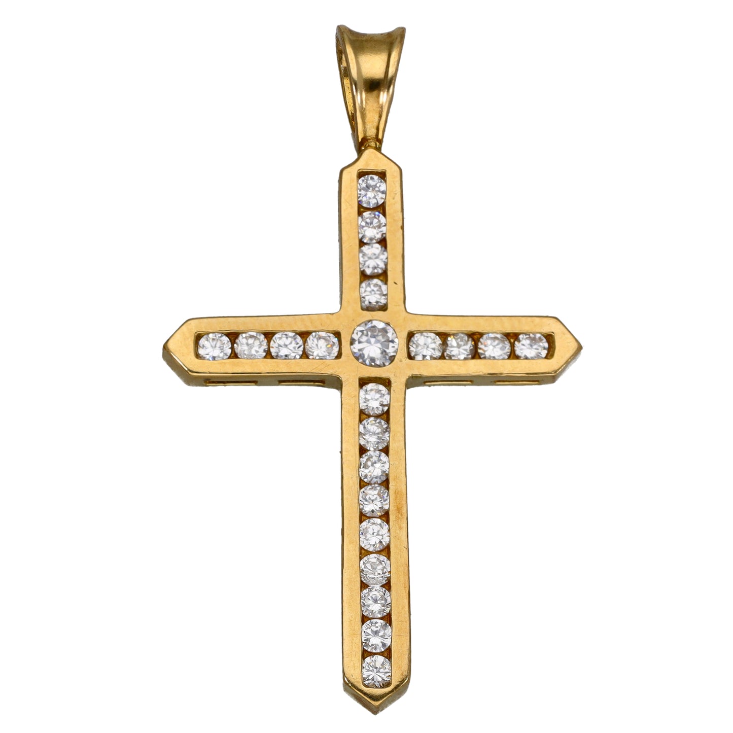 9ct Gold Cubic Zirconia Cross Pendant