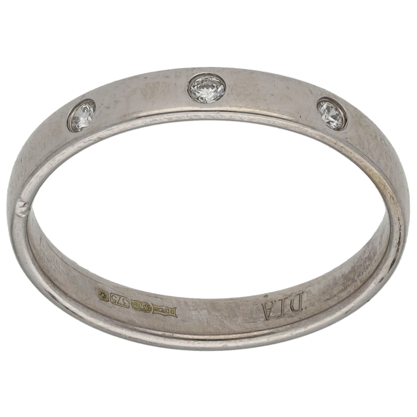 9ct Gold 0.09ct Diamond Three Stone Ring Size O