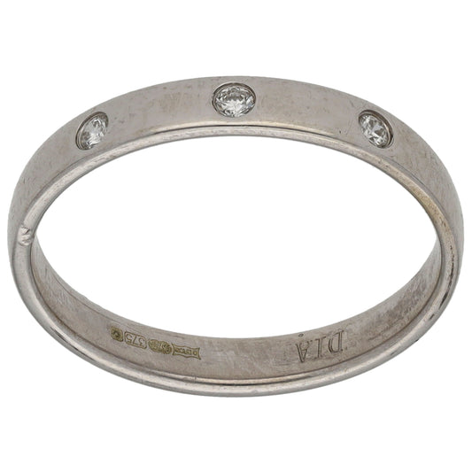 9ct Gold 0.09ct Diamond Three Stone Ring Size O