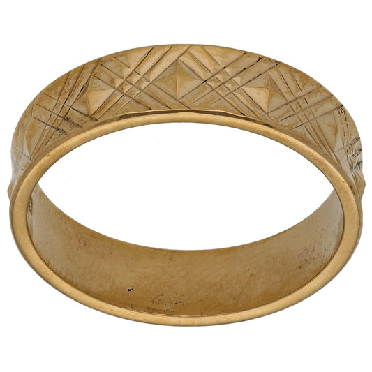 9ct Gold Patterned Wedding Ring Size O