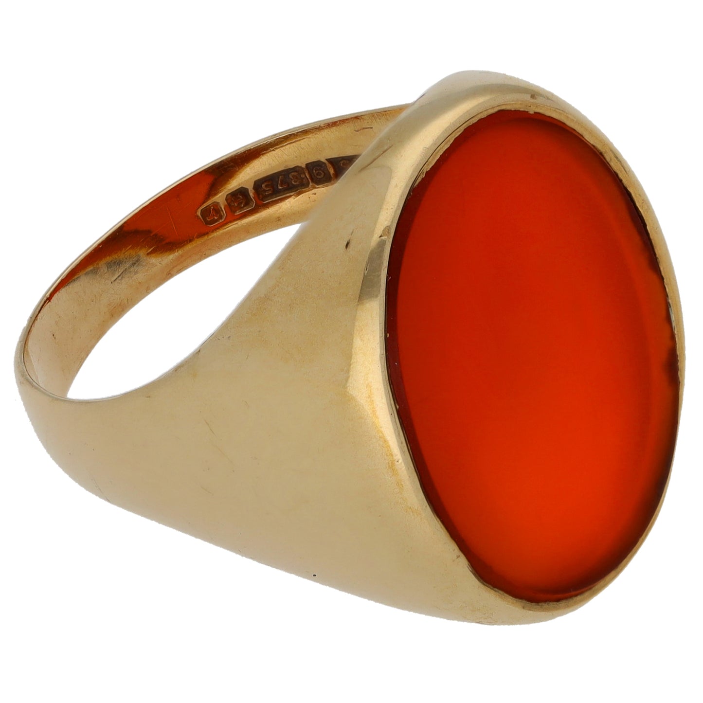 9ct Gold Carnelian Plain Signet Ring Size T