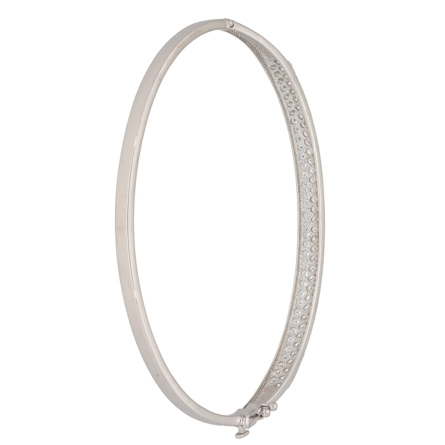 9ct White Gold Cubic Zirconia Hinged/Clasp Bangle