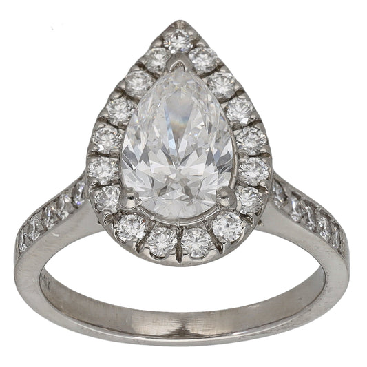 Platinum 2.46ct Diamond Cluster Ring Size L